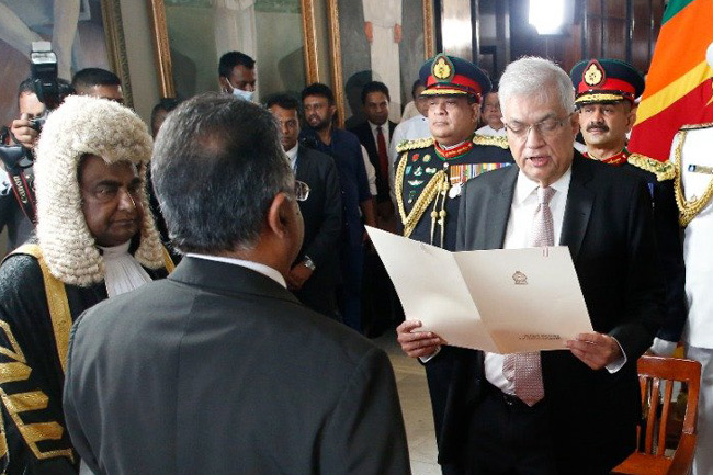 Newly elected President Ranil Wickremesinghe was sworn in as the 8th Executive President of SriLanka at the Parliament complex on 21July 2022